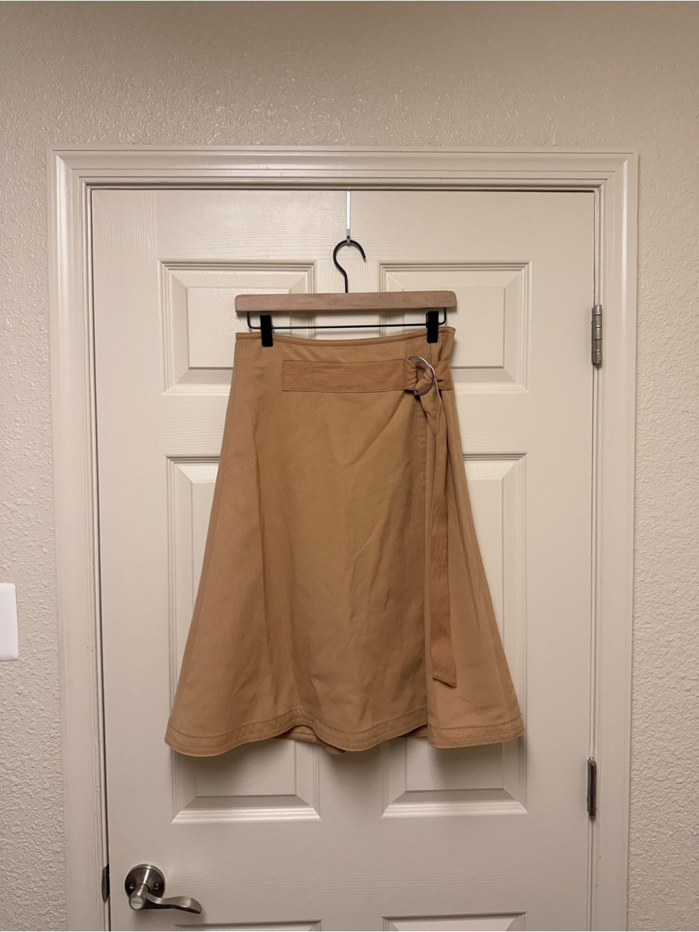 Ann Taylor Tan A-Line Wrap Skirt with Side Ring